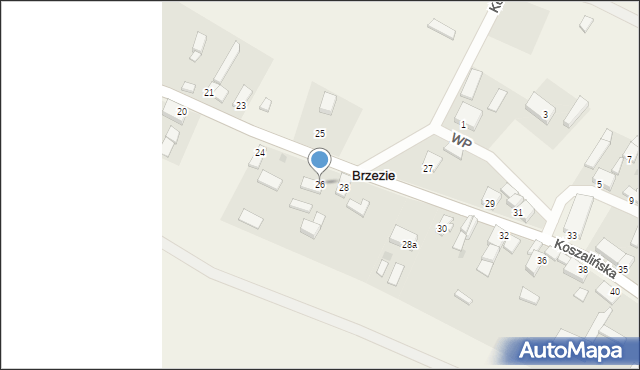 Brzezie, Koszalińska, 26, mapa Brzezie