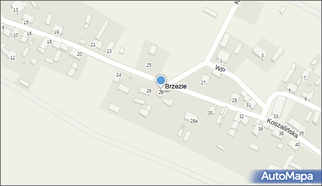 Brzezie, Koszalińska, 28, mapa Brzezie