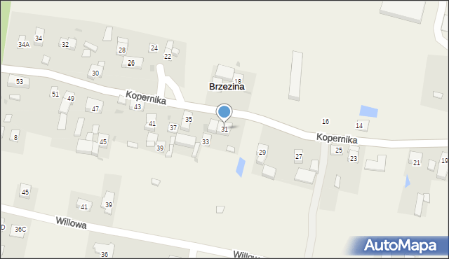 Brzezina, Kopernika Mikołaja, 31, mapa Brzezina