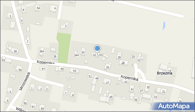 Brzezina, Kopernika Mikołaja, 32/2, mapa Brzezina