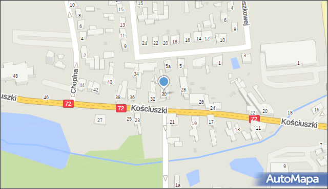 Brzeziny, Kościuszki Tadeusza, gen., 30, mapa Brzeziny
