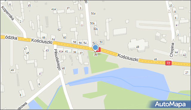 Brzeziny, Kościuszki Tadeusza, gen., 35, mapa Brzeziny