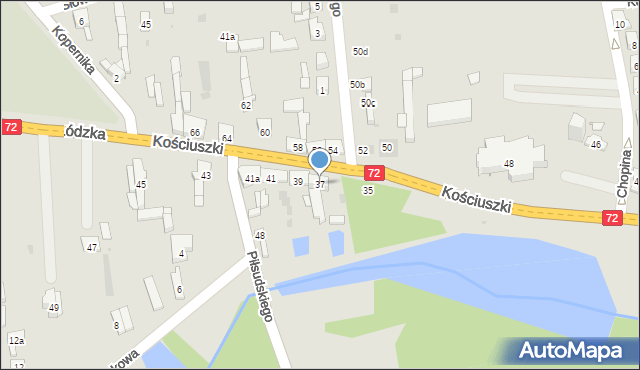 Brzeziny, Kościuszki Tadeusza, gen., 37, mapa Brzeziny