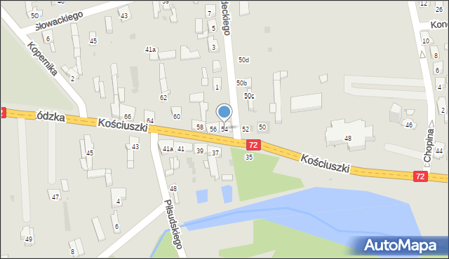 Brzeziny, Kościuszki Tadeusza, gen., 54, mapa Brzeziny