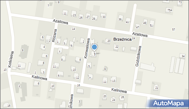 Brzeźnica, Konwaliowa, 3, mapa Brzeźnica