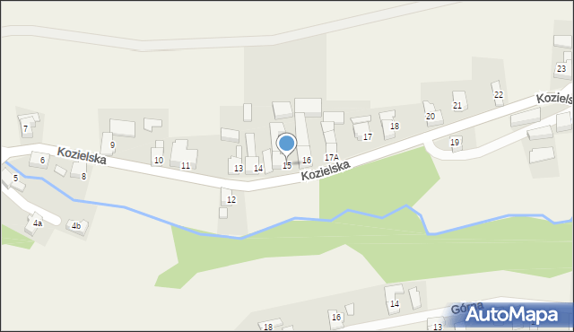 Brzeźnica, Kozielska, 15, mapa Brzeźnica