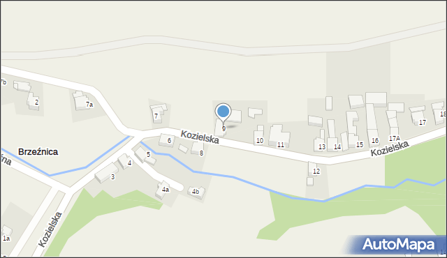 Brzeźnica, Kozielska, 9, mapa Brzeźnica