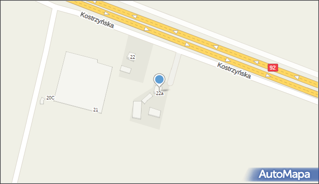 Brzeźno, Kostrzyńska, 22a, mapa Brzeźno