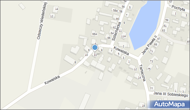 Brzeźno Szlacheckie, Kowalska, 11, mapa Brzeźno Szlacheckie