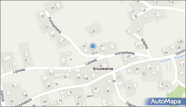 Brzoskwinia, Konopówka, 14, mapa Brzoskwinia