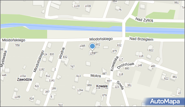 Buczkowice, Kowalska, 1209, mapa Buczkowice