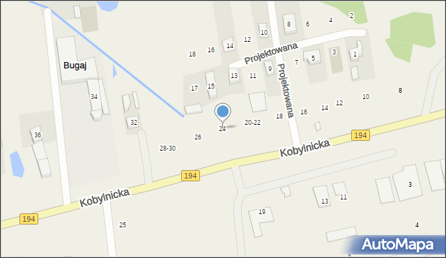 Bugaj, Kobylnicka, 24, mapa Bugaj
