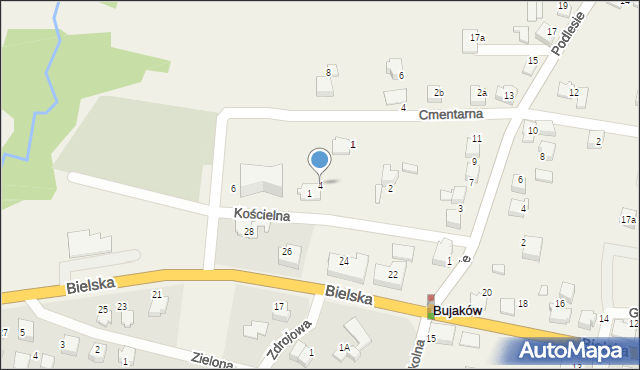 Bujaków, Kościelna, 4, mapa Bujaków