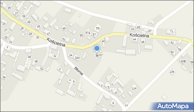 Bukowiec, Kościelna, 36, mapa Bukowiec