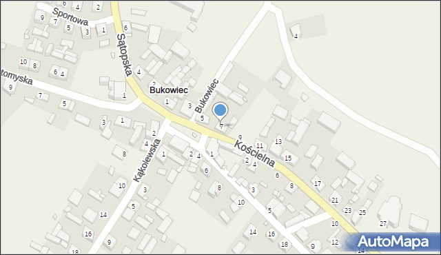 Bukowiec, Kościelna, 7, mapa Bukowiec