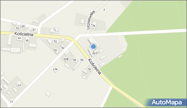 Bukowiec, Kościelna, 75, mapa Bukowiec