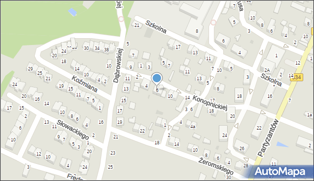 Bychawa, Konopnickiej Marii, 6, mapa Bychawa