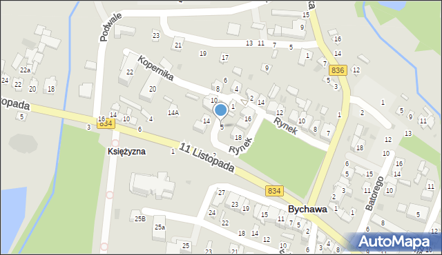 Bychawa, Kopernika Mikołaja, 5, mapa Bychawa