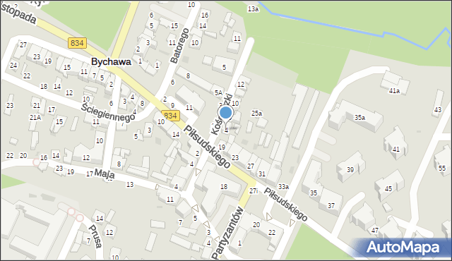 Bychawa, Kościuszki Tadeusza, gen., 4, mapa Bychawa
