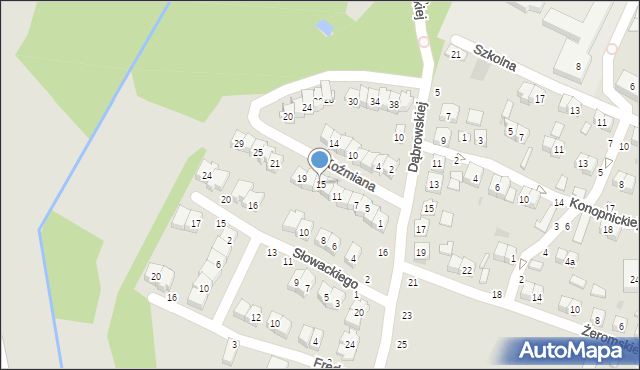 Bychawa, Koźmiana Kajetana, 15, mapa Bychawa