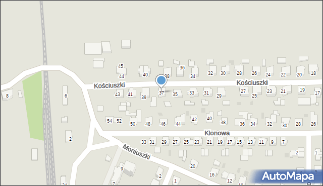 Byczyna, Kościuszki Tadeusza, gen., 37, mapa Byczyna