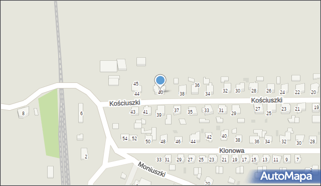 Byczyna, Kościuszki Tadeusza, gen., 40, mapa Byczyna