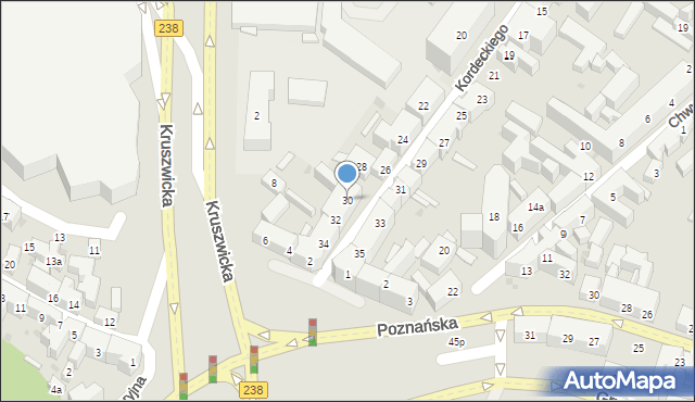 Bydgoszcz, Kordeckiego Augustyna, ks., 30, mapa Bydgoszczy