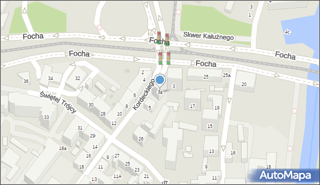 Bydgoszcz, Kordeckiego Augustyna, ks., 3a, mapa Bydgoszczy