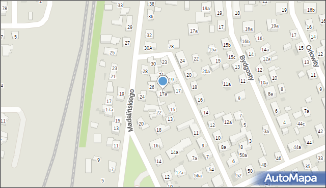 Bydgoszcz, Kosińskiego Amilkara, gen., 17a, mapa Bydgoszczy