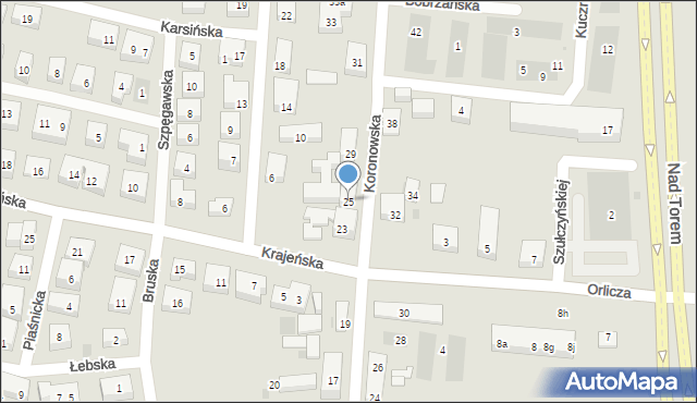 Bydgoszcz, Koronowska, 25, mapa Bydgoszczy