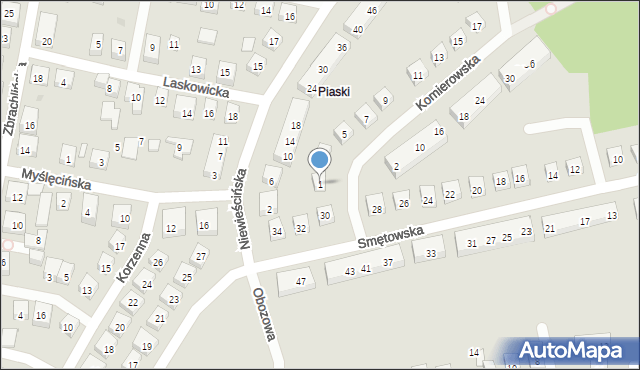 Bydgoszcz, Komierowska, 1, mapa Bydgoszczy