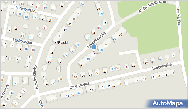 Bydgoszcz, Komierowska, 16, mapa Bydgoszczy