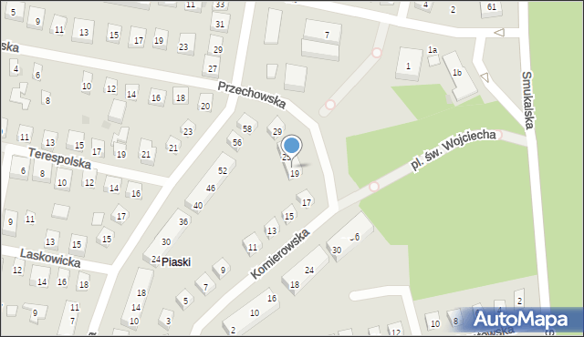 Bydgoszcz, Komierowska, 21, mapa Bydgoszczy