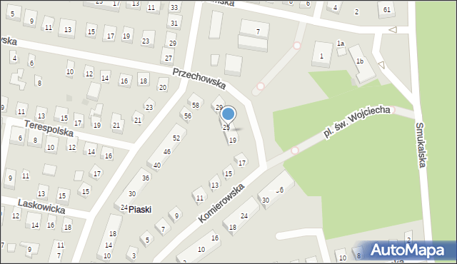 Bydgoszcz, Komierowska, 23, mapa Bydgoszczy