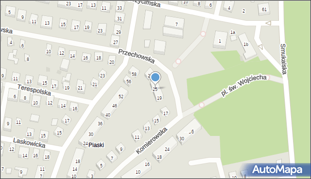 Bydgoszcz, Komierowska, 25, mapa Bydgoszczy