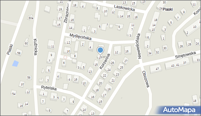 Bydgoszcz, Korzenna, 17, mapa Bydgoszczy