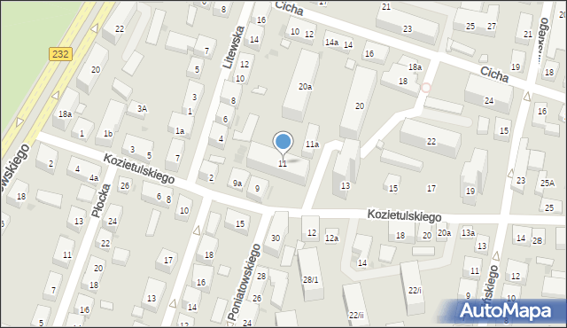 Bydgoszcz, Kozietulskiego Jana Leona, płk., 11, mapa Bydgoszczy