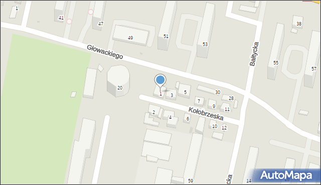 Bydgoszcz, Kołobrzeska, 1, mapa Bydgoszczy