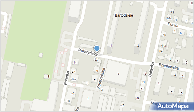 Bydgoszcz, Kostrzyńska, 11b, mapa Bydgoszczy