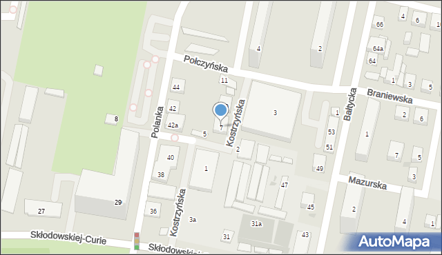 Bydgoszcz, Kostrzyńska, 7, mapa Bydgoszczy