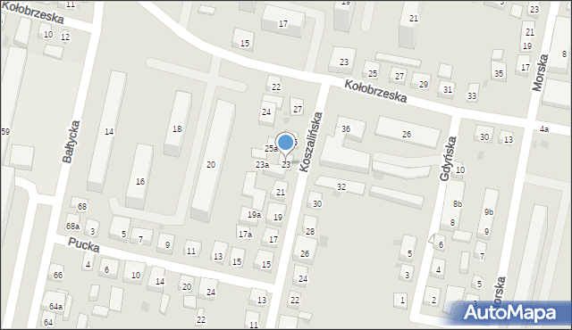 Bydgoszcz, Koszalińska, 23, mapa Bydgoszczy