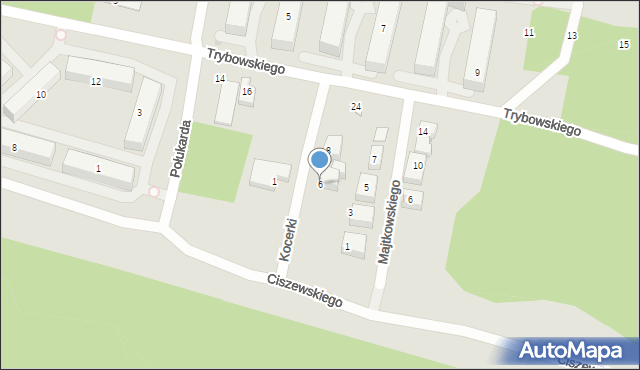 Bydgoszcz, Kocerki Teodora, 6, mapa Bydgoszczy