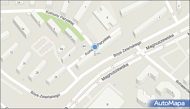 Bydgoszcz, Komuny Paryskiej, 11, mapa Bydgoszczy