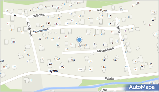Bystra, Konwaliowa, 12, mapa Bystra