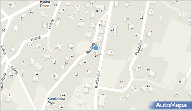 Bystra, Kościelna, 16, mapa Bystra