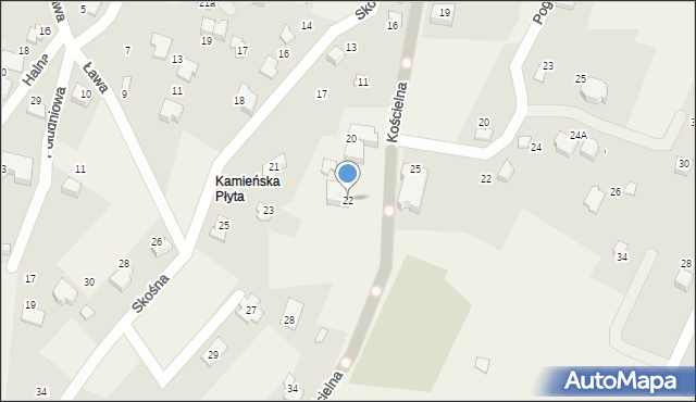 Bystra, Kościelna, 22, mapa Bystra