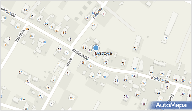 Bystrzyca, Kościuszki Tadeusza, gen., 77, mapa Bystrzyca