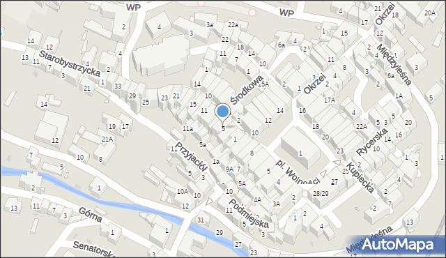 Bystrzyca Kłodzka, Kościelna, 5, mapa Bystrzyca Kłodzka