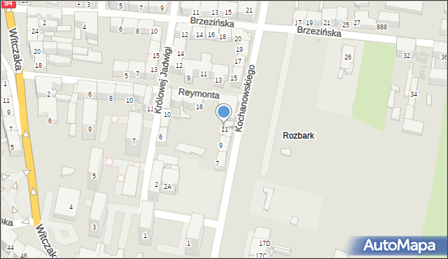 Bytom, Kochanowskiego Jana, 11, mapa Bytomia