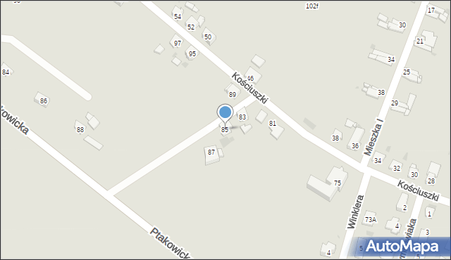 Bytom, Kościuszki Tadeusza, gen., 85, mapa Bytomia
